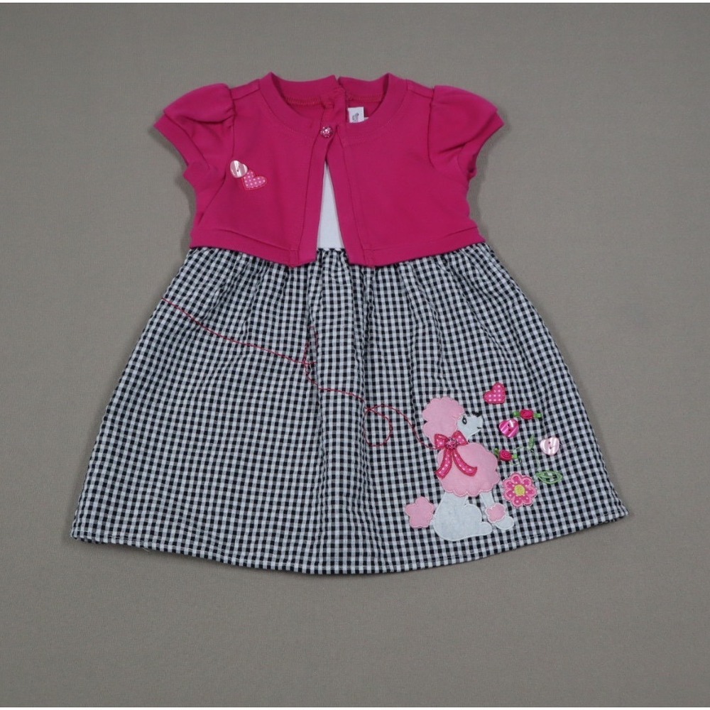 Youngland‎ Vintage Baby Girls Poodle Dress - Pink/Black/White - Size 24M